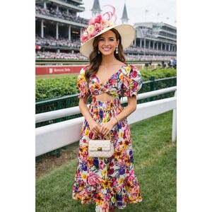 Buddy Love Ross Derby Days Maxi Dress Large Floral Kentucky Wedding Bloomcore